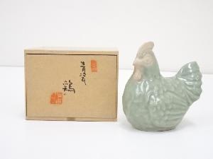 三田焼　青瓷鶏置物（箱付）